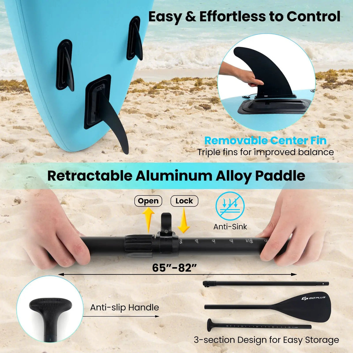 10/11 Feet Inflatable Stand Up Paddle Board with Premium SUP Accessories, photo 8 of 9