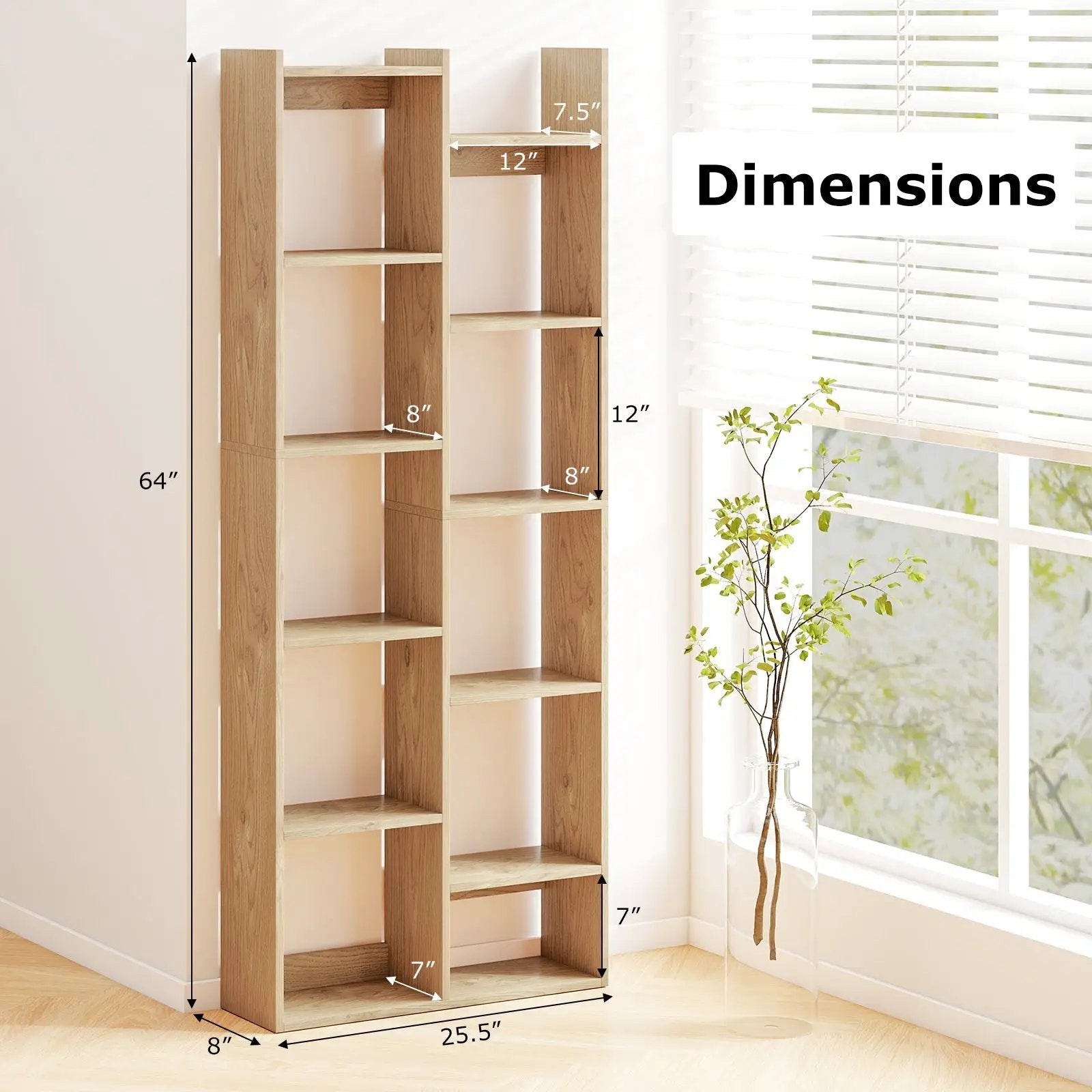11-Tier Modern Book Organizer Bookcase with Anti-Tipping Kits by DirectDeals