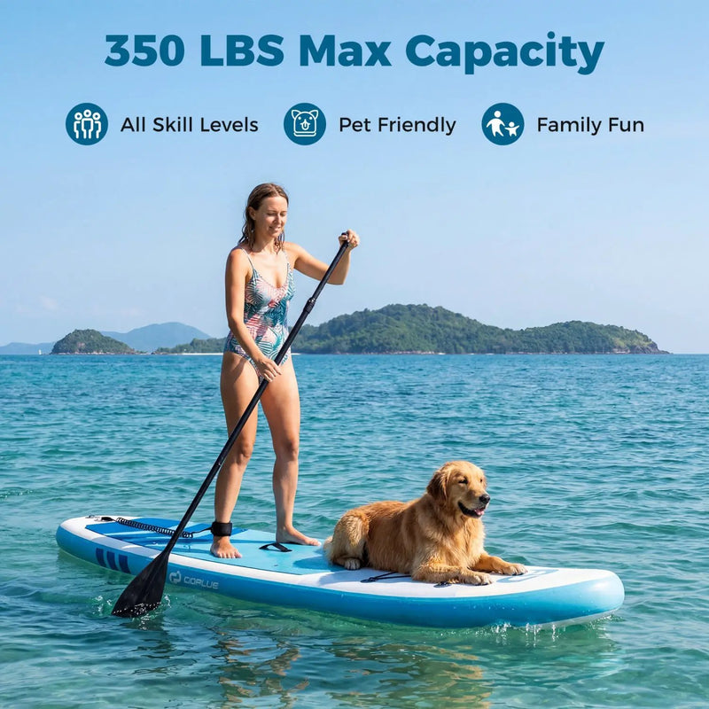 11' Wide Inflatable Stand Up Paddle Board with Backpack for All Skill Levels by DirectDeals