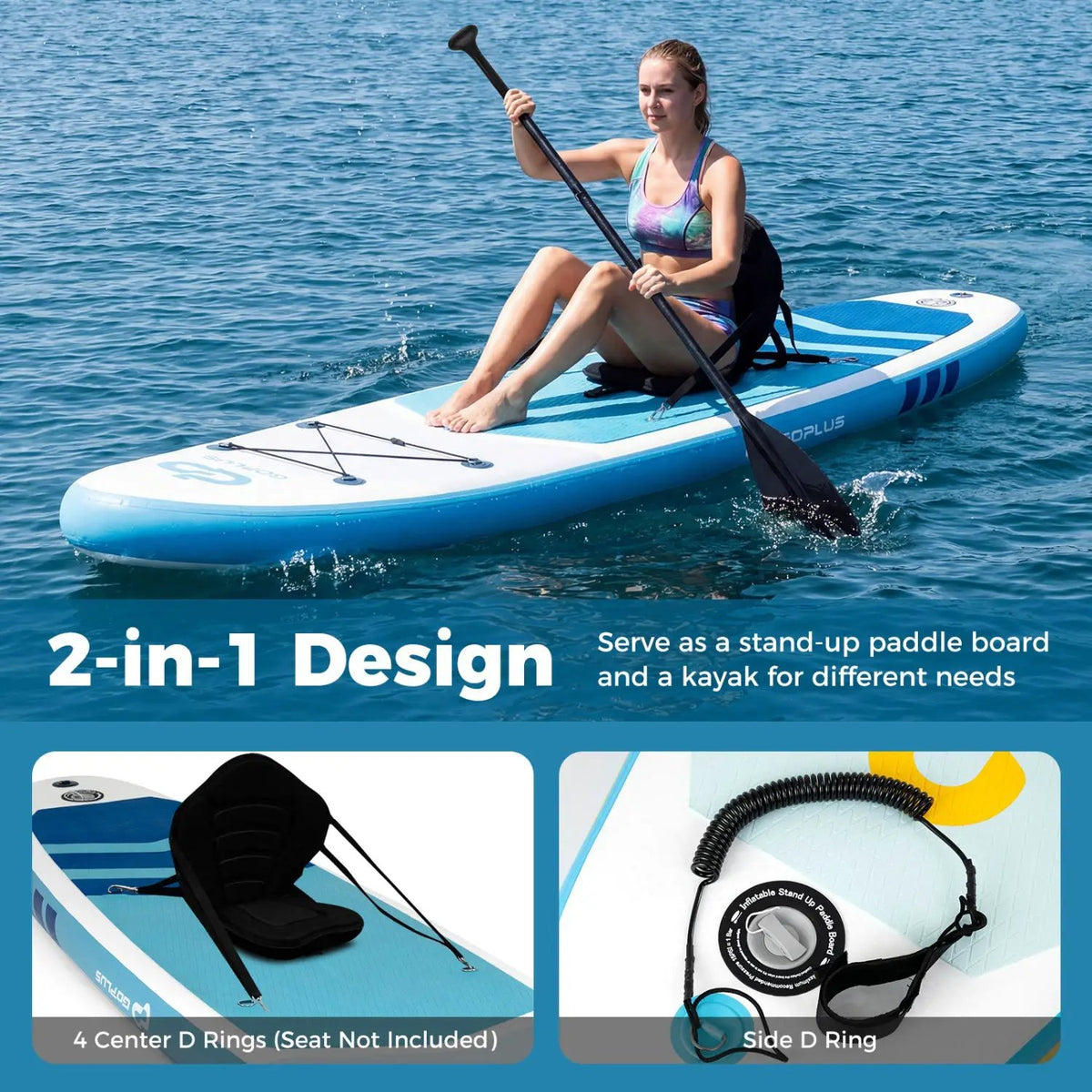 11' Wide Inflatable Stand Up Paddle Board with Backpack for All Skill Levels, photo 24 of 32