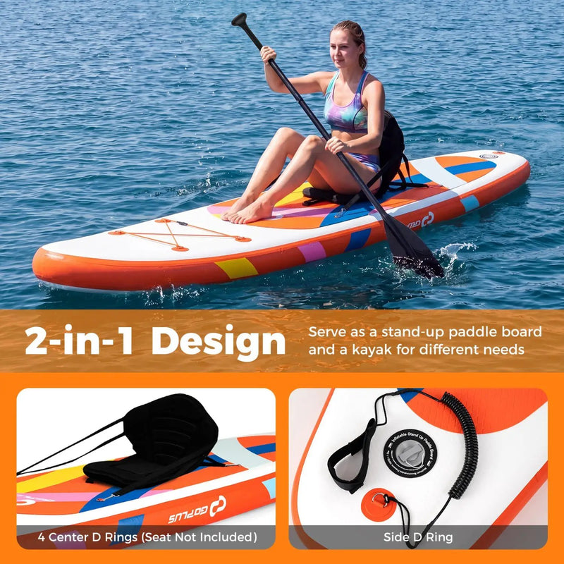 11' Wide Inflatable Stand Up Paddle Board with Backpack for All Skill Levels by DirectDeals
