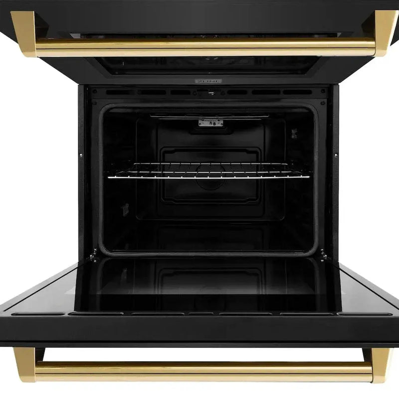 ZLINE 30"Professional True Convection Double Wall Oven, Air Fry, Self Clean Black Stainless Steel, Gold WADBZ-30-G by Farmhouse Kitchen and Bath
