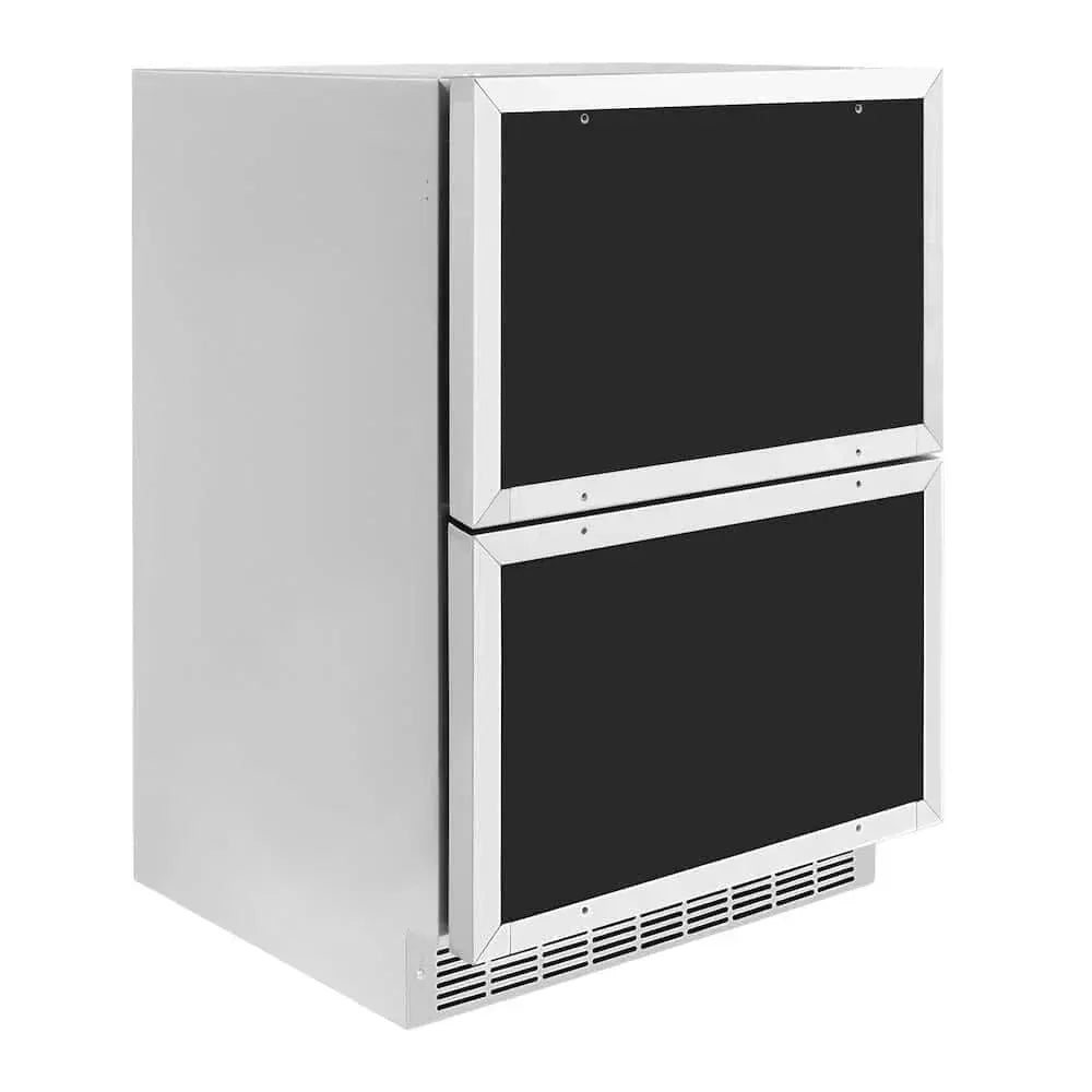 ZLINE 24" Touchstone 168 Can Outdoor-Rated Dual Refrigerator Drawer, Panel Ready Champagne Bronze, RDSPOZ-24-CB by Farmhouse Kitchen and Bath