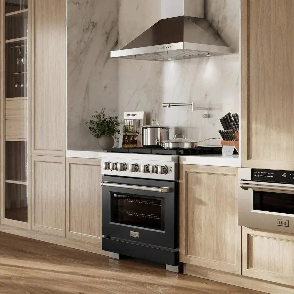 ZLINE 36" Gas Range, Convection Gas Oven, Stainless Steel,Matte Black SGR-BLM-36 by Farmhouse Kitchen and Bath