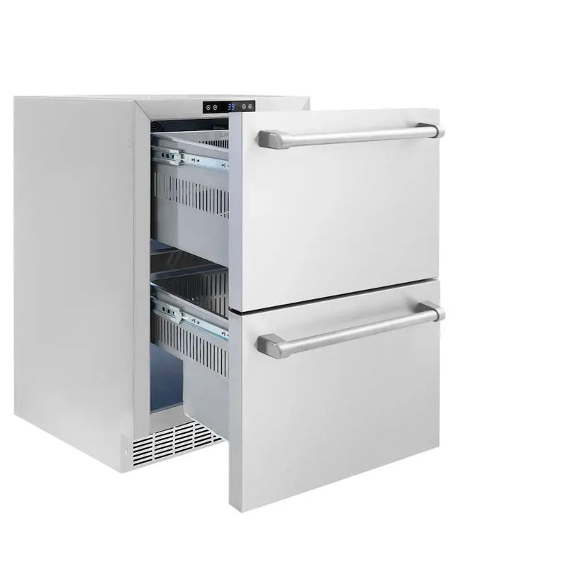 ZLINE 24" Touchstone 168 Can Outdoor-Rated Dual Refrigerator Drawer, Stainless Steel, RDSO-ST-24 by Farmhouse Kitchen and Bath
