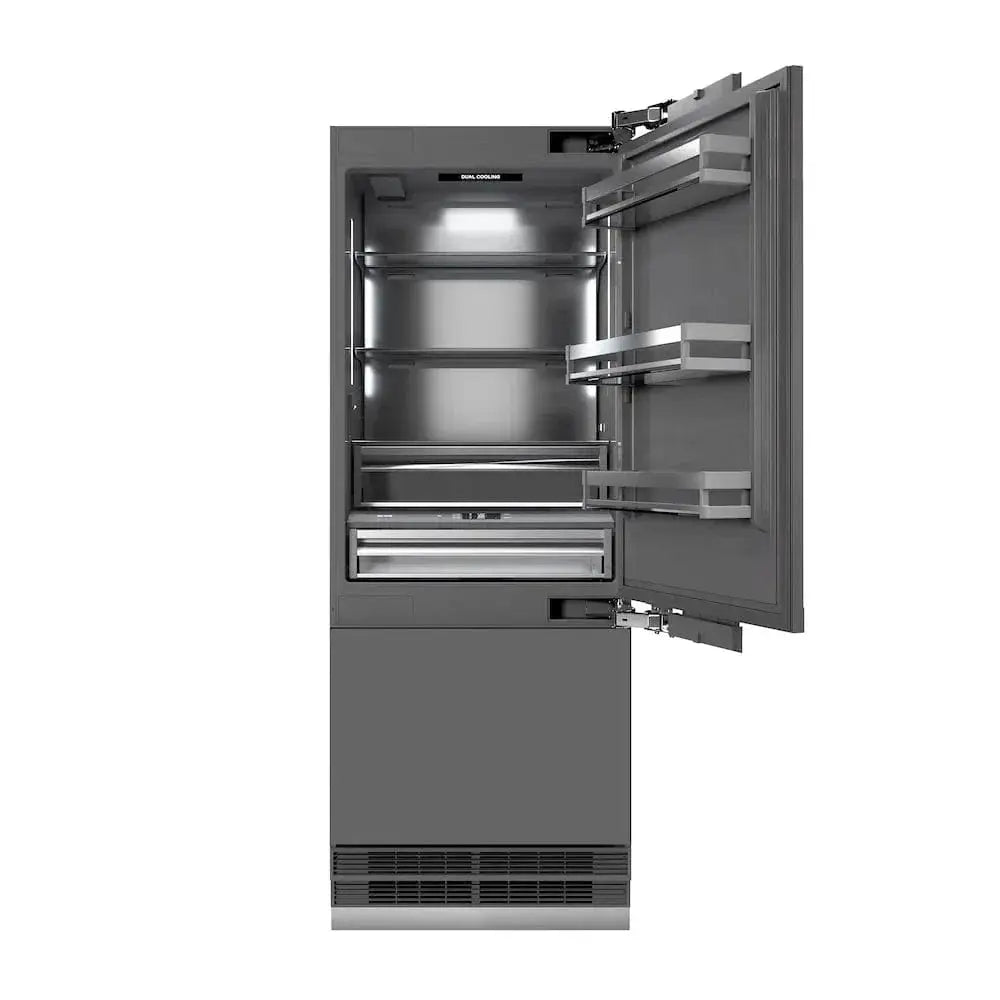 ZLINE 30" Panel Ready Built-In Bottom Freezer Refrigerator,Water Dispenser, Ice Maker,Graphite Gray, Gold GRBIVZ-30-G by Farmhouse Kitchen and Bath