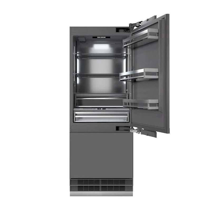 ZLINE 30" Panel Ready Built-In Bottom Freezer Refrigerator,Water Dispenser, Ice Maker,Graphite Gray, Gold GRBIVZ-30-G by Farmhouse Kitchen and Bath