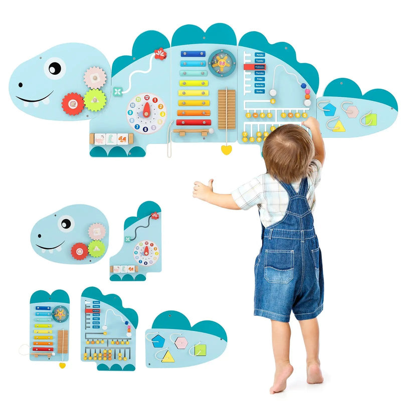 11-in-1 Dinosaur Activity Wall Busy Board Panels for Toddlers Education and Early Development by DirectDeals