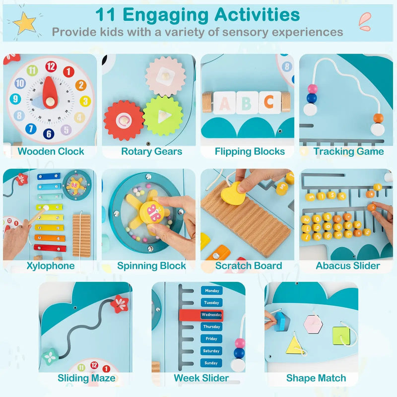 11-in-1 Dinosaur Activity Wall Busy Board Panels for Toddlers Education and Early Development by DirectDeals