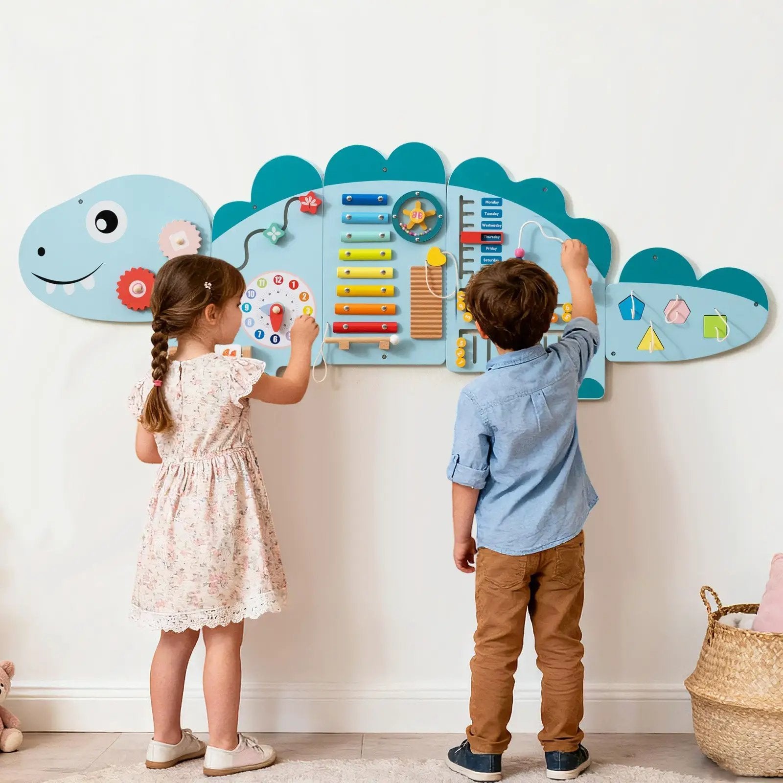 11-in-1 Dinosaur Activity Wall Busy Board Panels for Toddlers Education and Early Development by DirectDeals