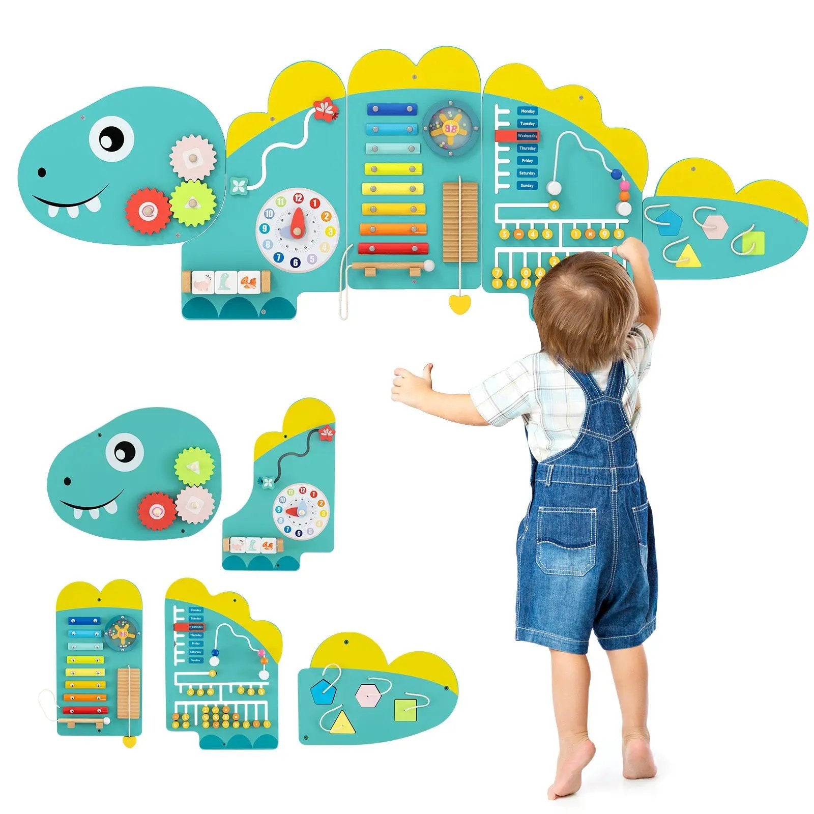 11-in-1 Dinosaur Activity Wall Busy Board Panels for Toddlers Education and Early Development by DirectDeals