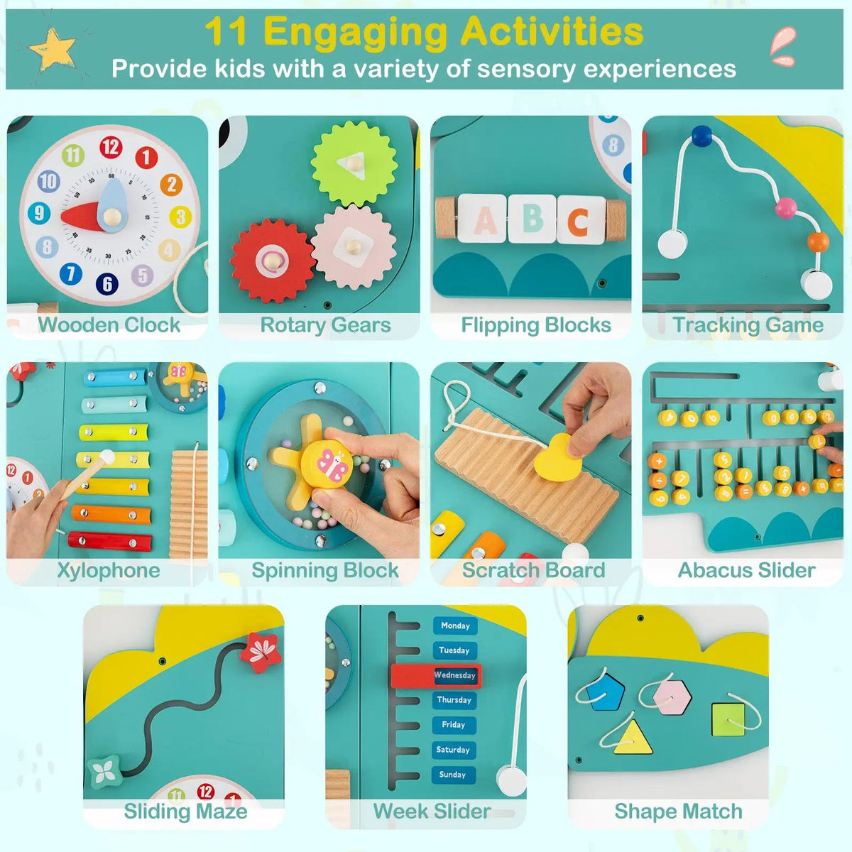 11-in-1 Dinosaur Activity Wall Busy Board Panels for Toddlers Education and Early Development, photo 22 of 32