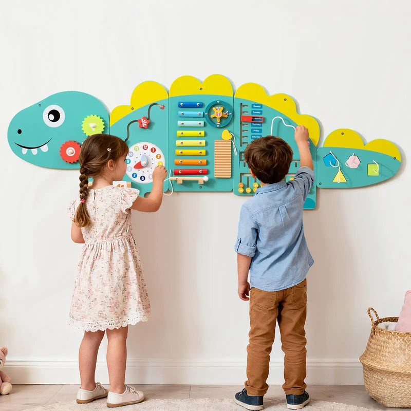 11-in-1 Dinosaur Activity Wall Busy Board Panels for Toddlers Education and Early Development by DirectDeals