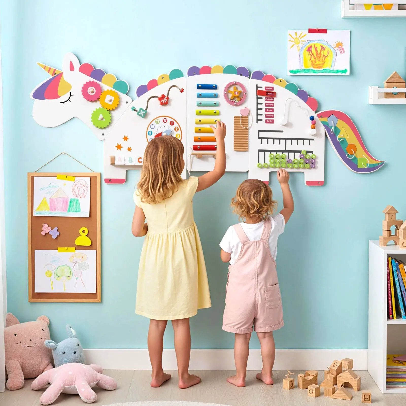 11-in-1 Dinosaur Activity Wall Busy Board Panels for Toddlers Education and Early Development by DirectDeals