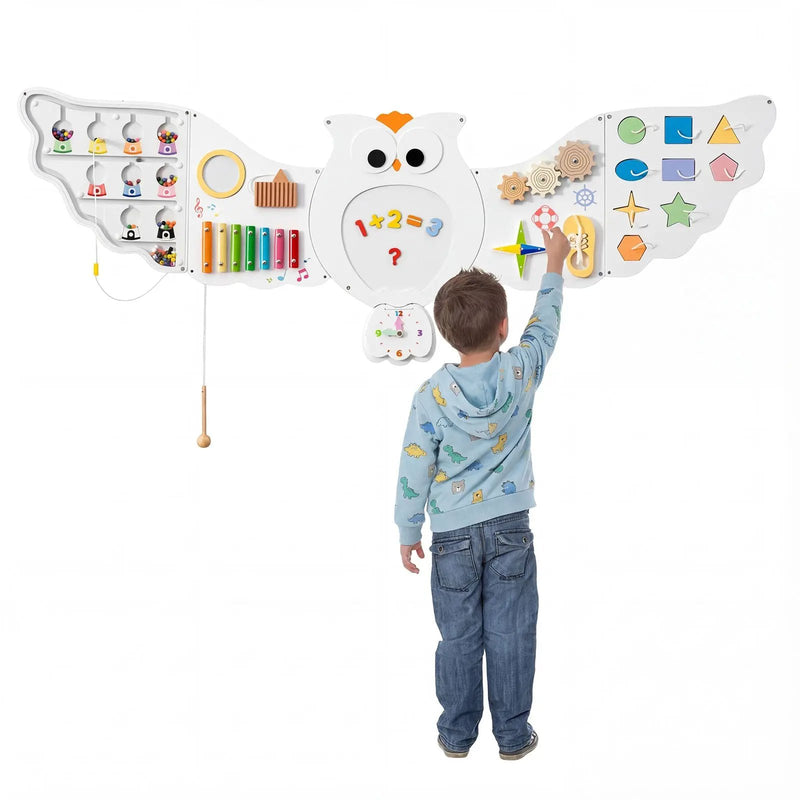 11-in-1 Toddler Learning Activity Center Owl Activity Wall Busy Board Panels for 3+ Years Old by DirectDeals