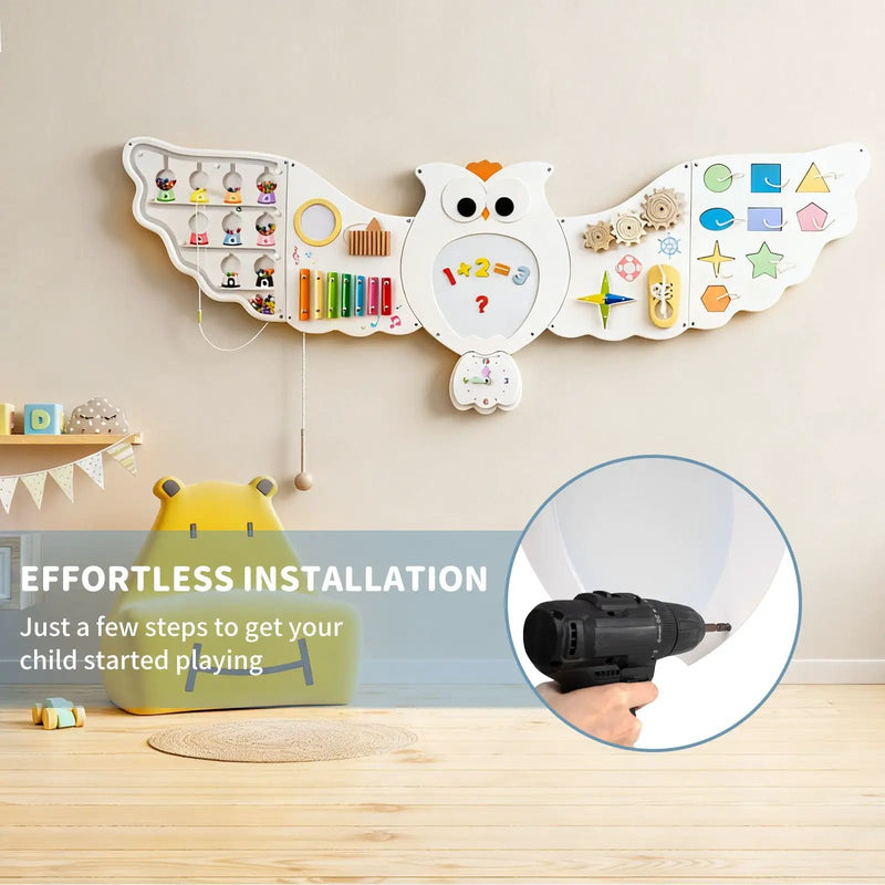 11-in-1 Toddler Learning Activity Center Owl Activity Wall Busy Board Panels for 3+ Years Old by DirectDeals
