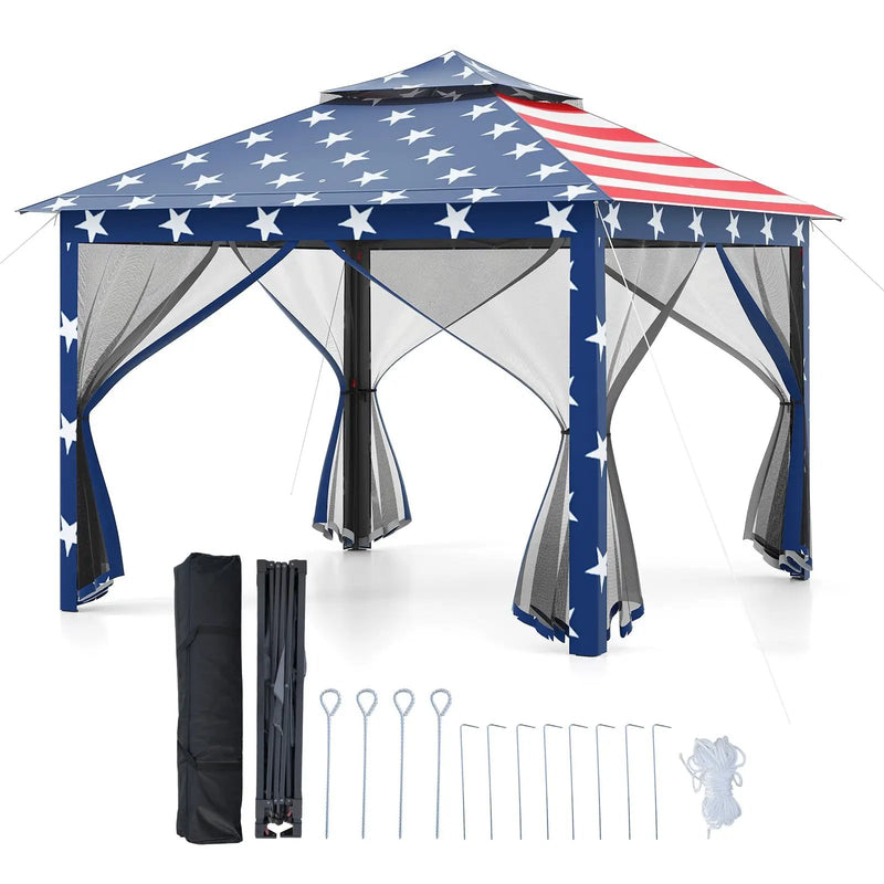 11 x 11 Feet 2-Tier Pop-Up Gazebo Tent Portable Canopy Shelter Carry Bag Mesh by DirectDeals