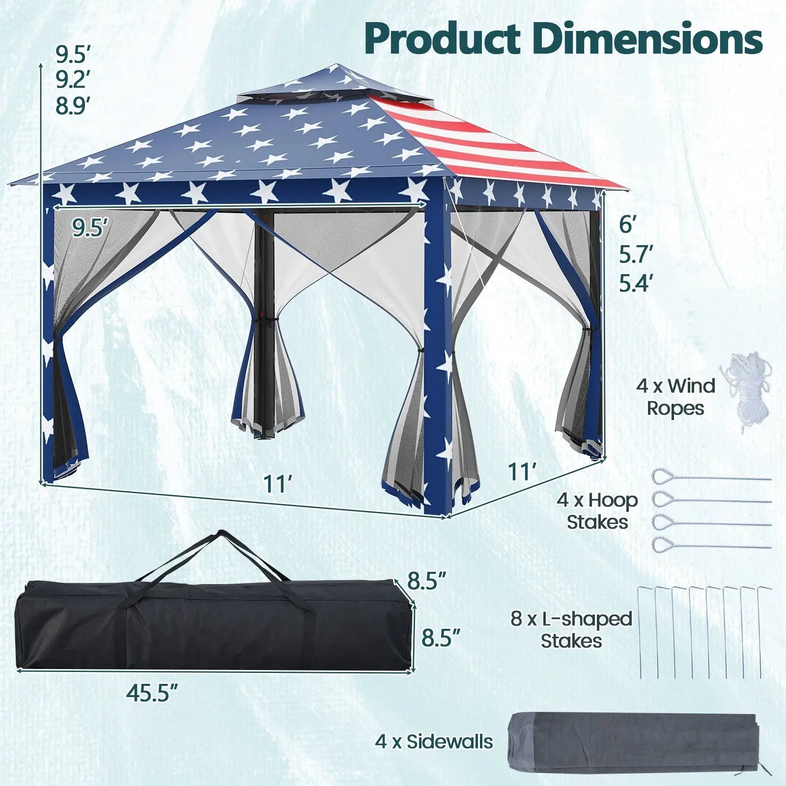 11 x 11 Feet 2-Tier Pop-Up Gazebo Tent Portable Canopy Shelter Carry Bag Mesh by DirectDeals