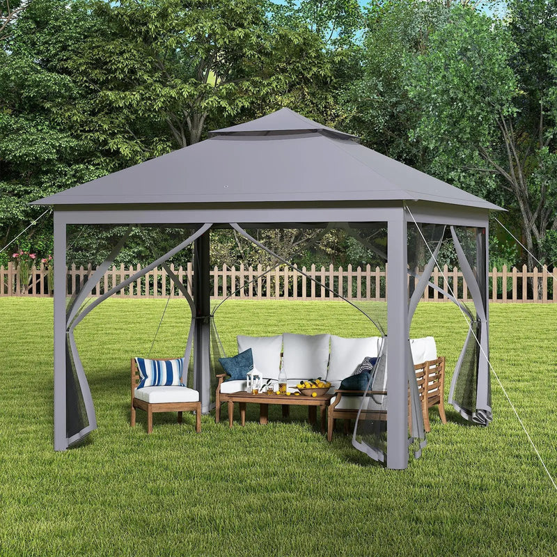 11 x 11 Feet 2-Tier Pop-Up Gazebo Tent Portable Canopy Shelter Carry Bag Mesh by DirectDeals