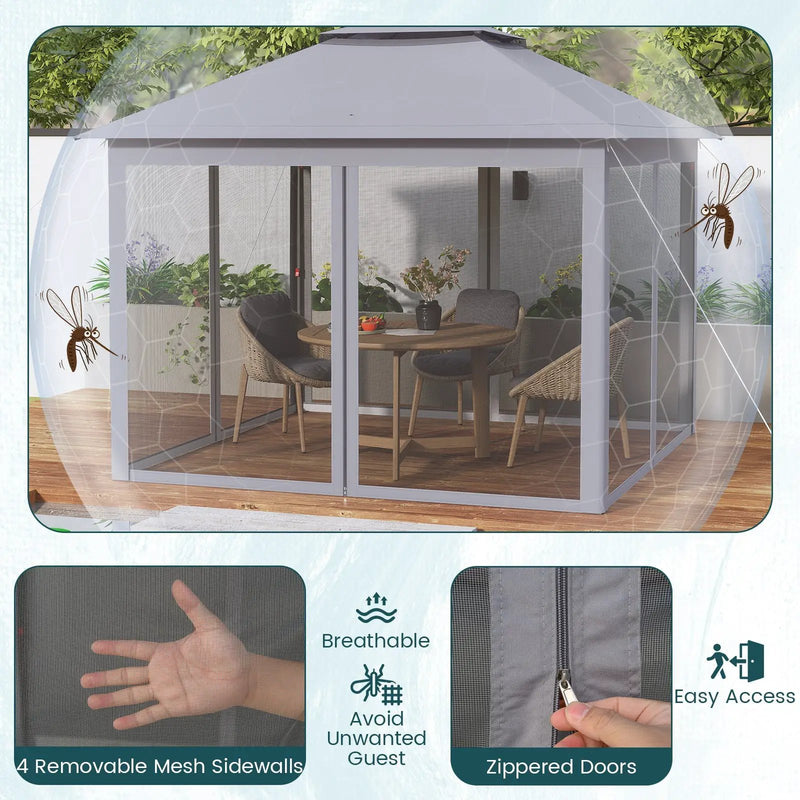 11 x 11 Feet 2-Tier Pop-Up Gazebo Tent Portable Canopy Shelter Carry Bag Mesh by DirectDeals