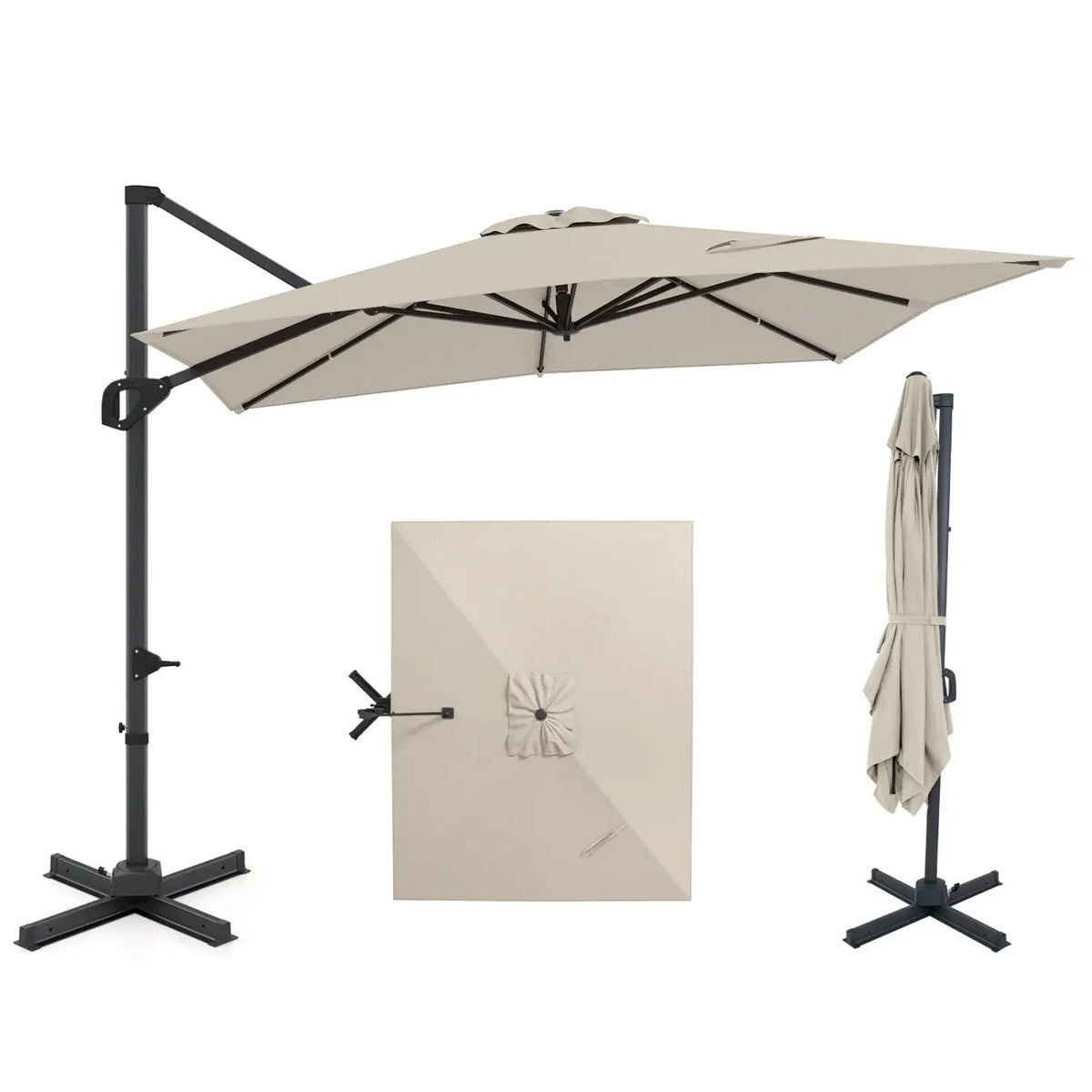 11 x 9 FT Cantilever Patio Umbrella with 360° Rotation and Easy Tilt Adjustment, photo 5 of 7