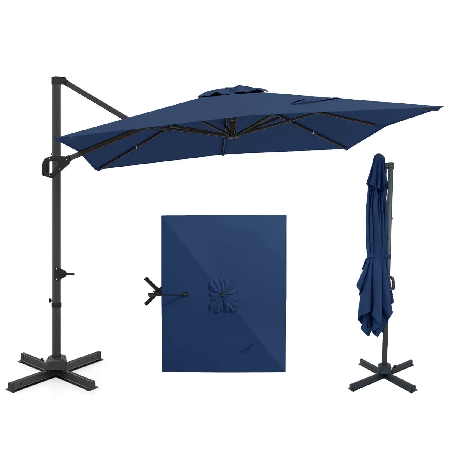 11 x 9 FT Cantilever Patio Umbrella with 360° Rotation and Easy Tilt Adjustment by DirectDeals