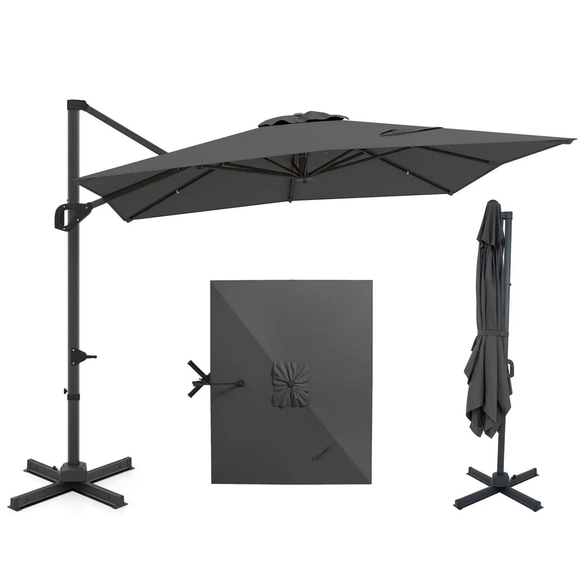 11 x 9 FT Cantilever Patio Umbrella with 360° Rotation and Easy Tilt Adjustment, photo 3 of 7