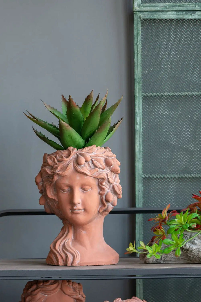 8X9X11.5" Head Bust Planter, Greek Style Cement Head Planter, Indoor Outdoor Home Garden Decor - Brown by HouseOfZazla