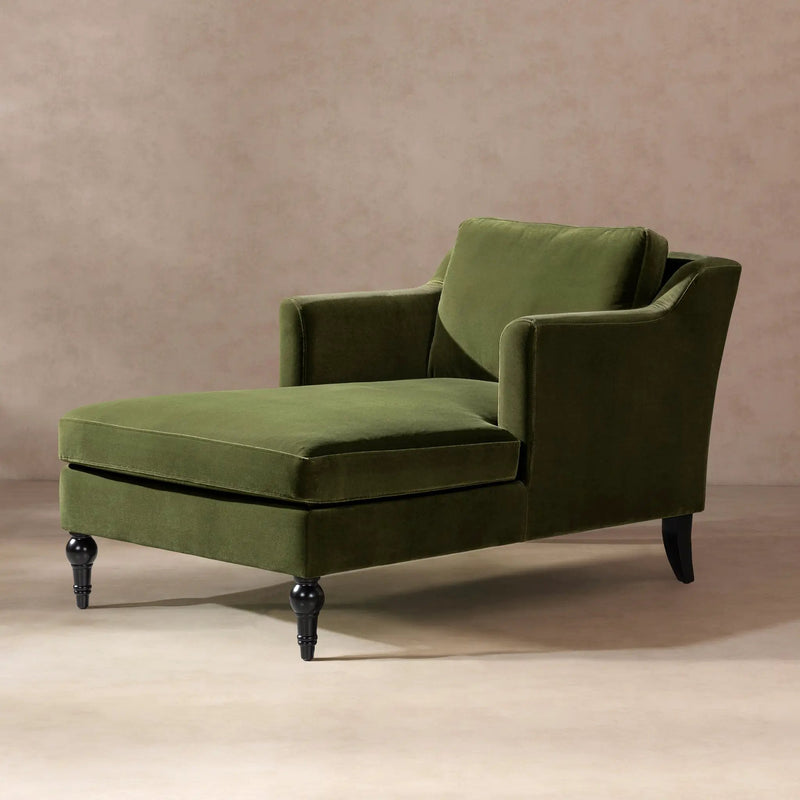 Josephine 60" Upholstered Chaise Lounge in Olive by HouseOfZazla