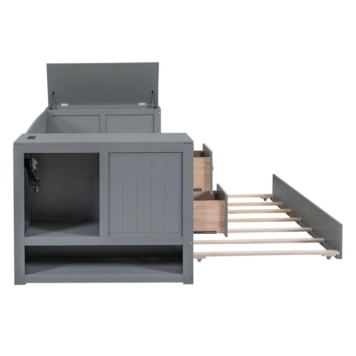 Daybed With Storage Arms, Trundle And Charging Station by HouseOfZazla