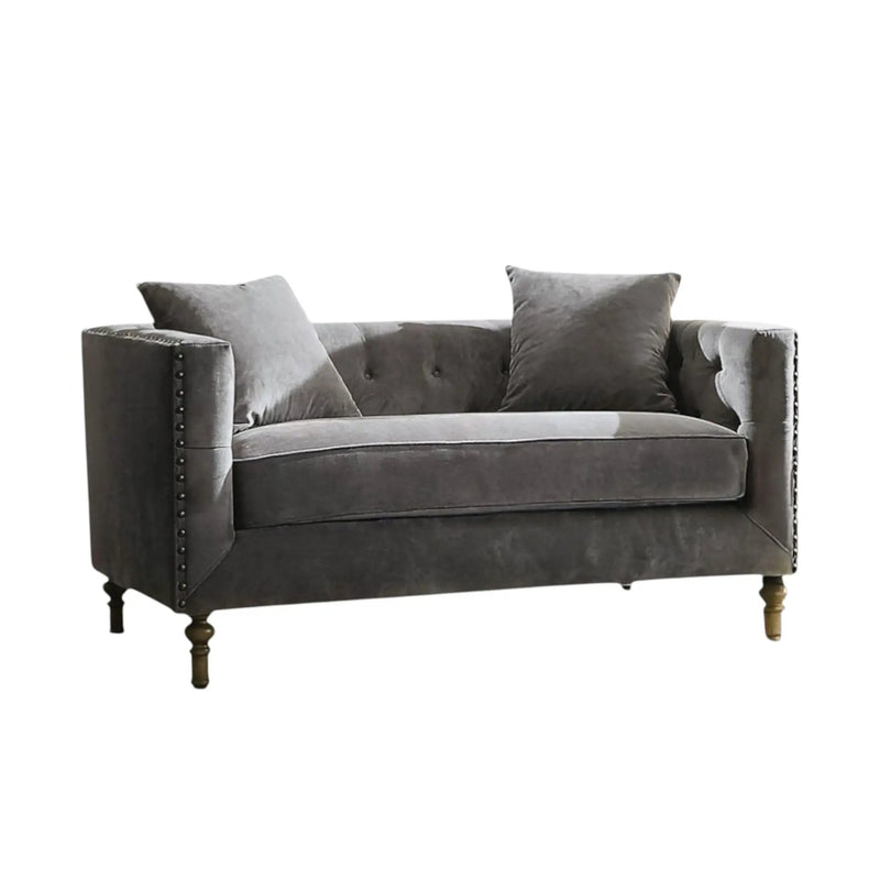 Sidonia - Loveseat With 2 Pillows - Gray by HouseOfZazla