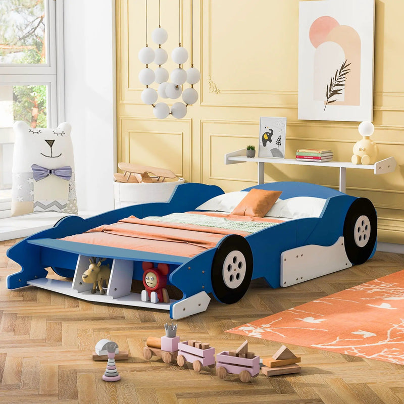 Race Car-Shaped Platform Bed With Wheels by Unique Piece Furniture