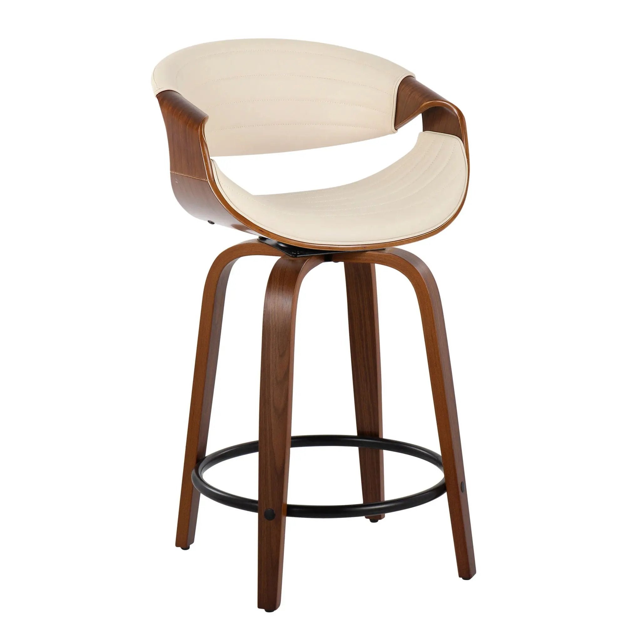 Symphony - Mid Century Modern Fixed Height Counter Stool With Swivel With Round Footrest (Set of 2) by HouseOfZazla