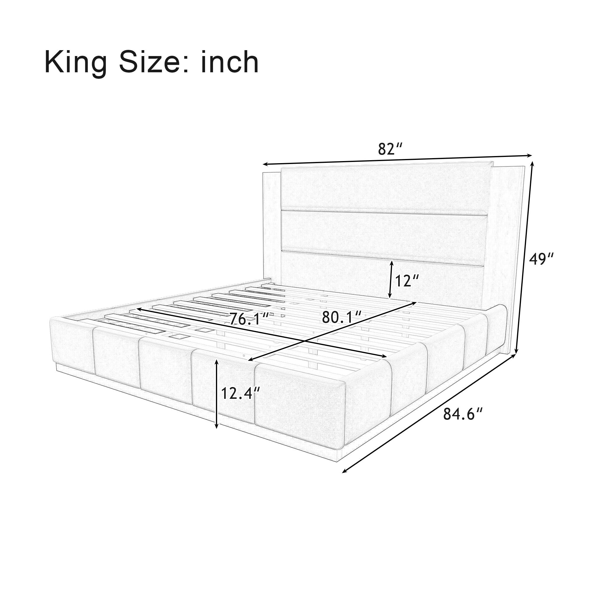 Modern Upholstered Platform Bed With Extended Headboard by HouseOfZazla