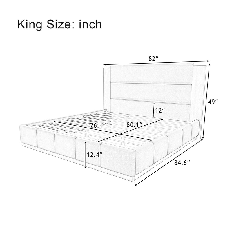 Modern Upholstered Platform Bed With Extended Headboard by HouseOfZazla