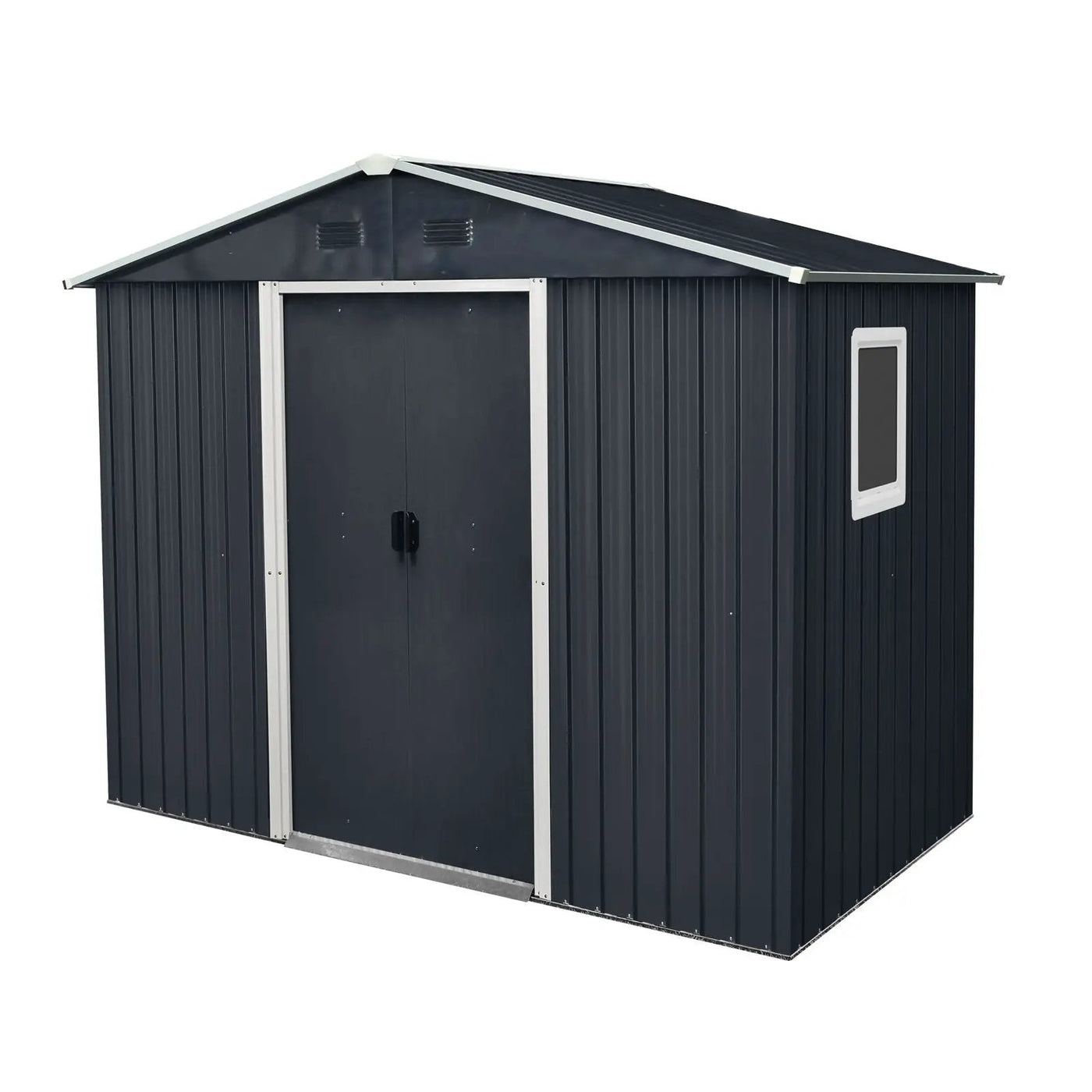 8Ft X 4Ft Outdoor Metal Storage Shed With Window And Metal Foundation For Backyard, Patio, Lawn by HouseOfZazla