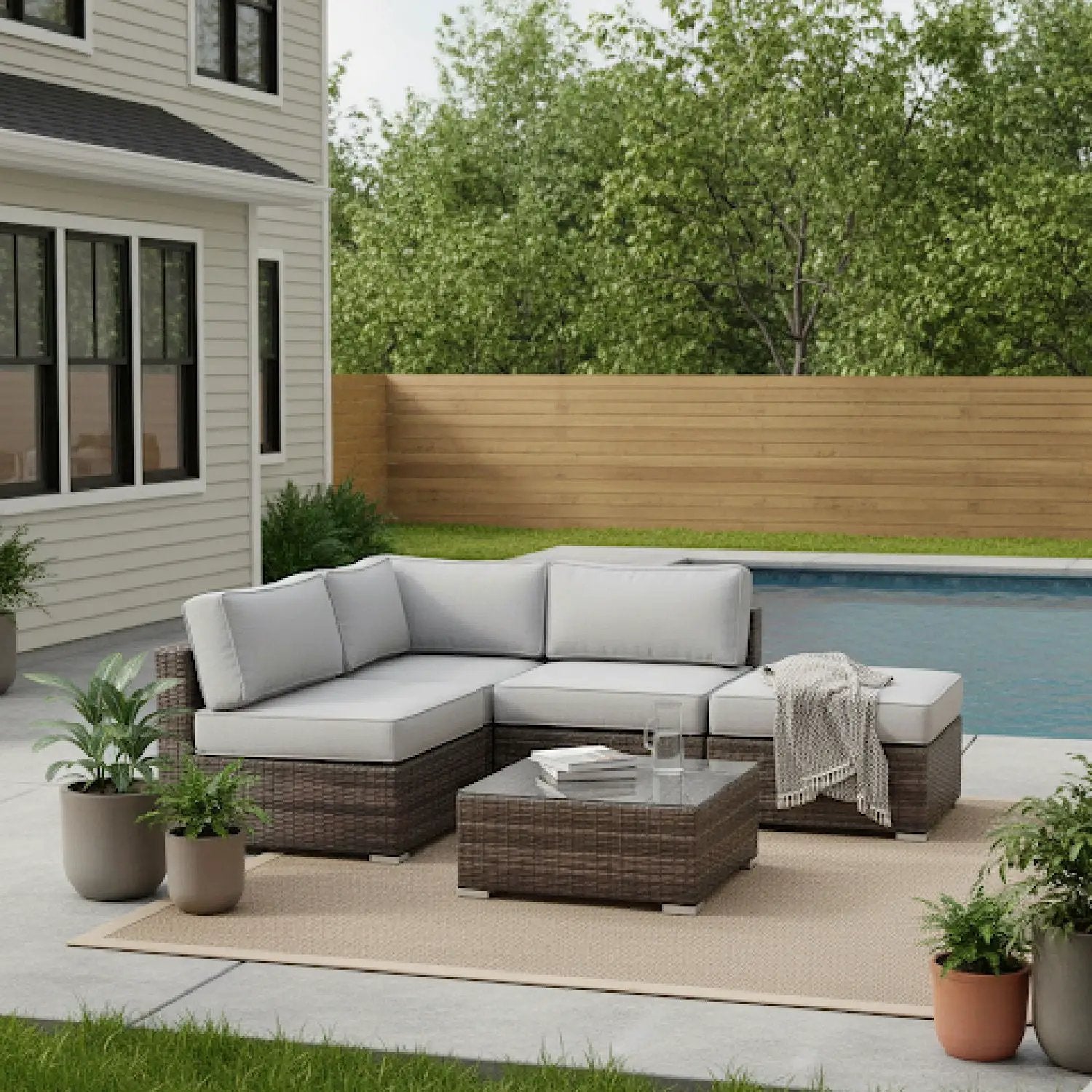 Seating Set With Cushions Handcrafted Wicker Design by Unique Piece Furniture