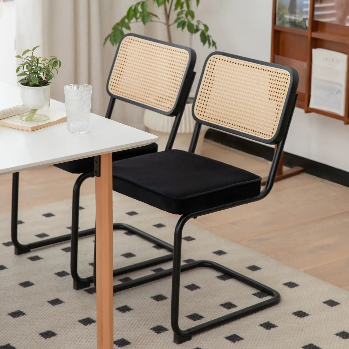 Rattan Side Accent Dining Chairs With Painted Legs (Set of 2) by Unique Piece Furniture