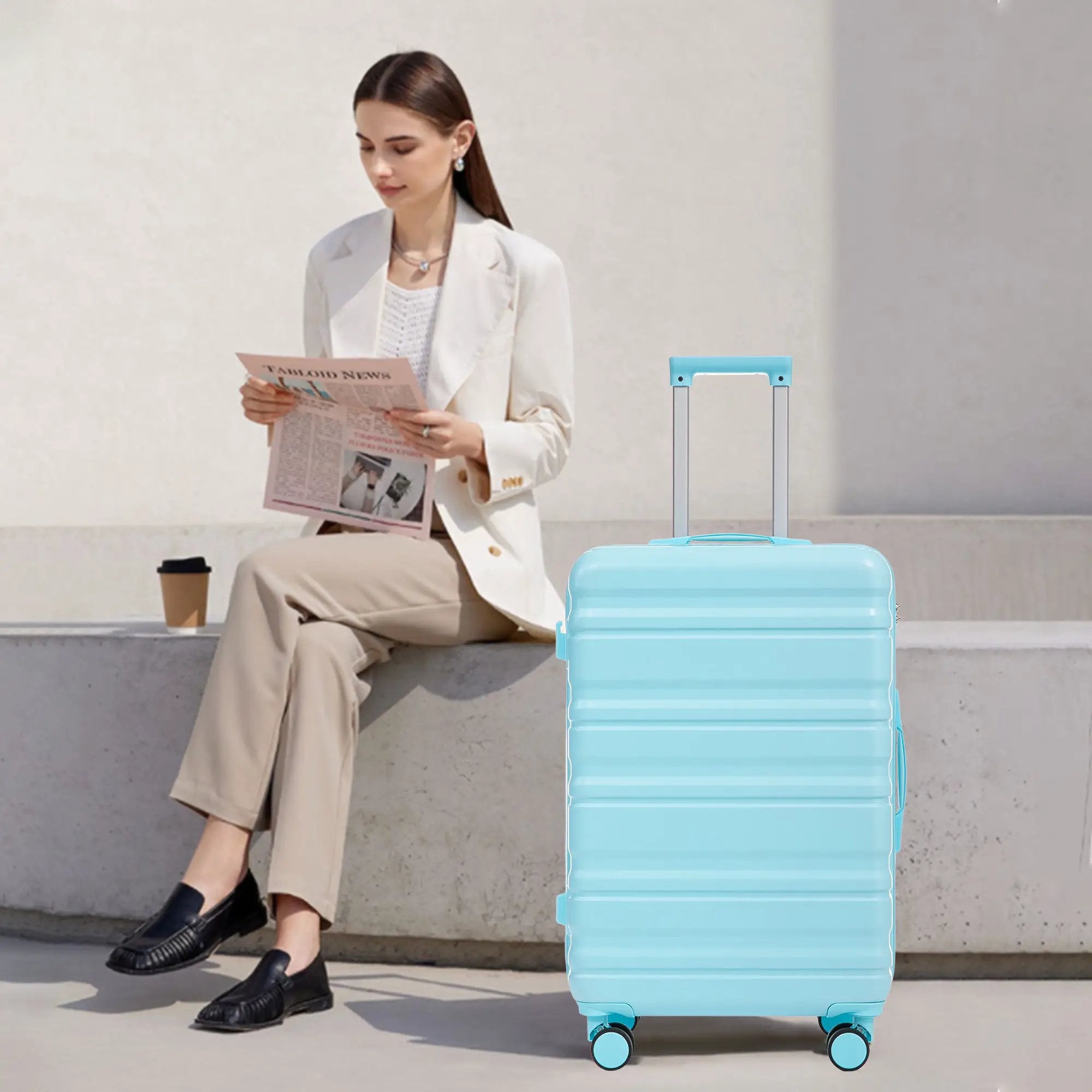 HIFINE Tourist 3-Piece ABS Spinner Wheel Luggage Set (Blue) by HouseOfZazla