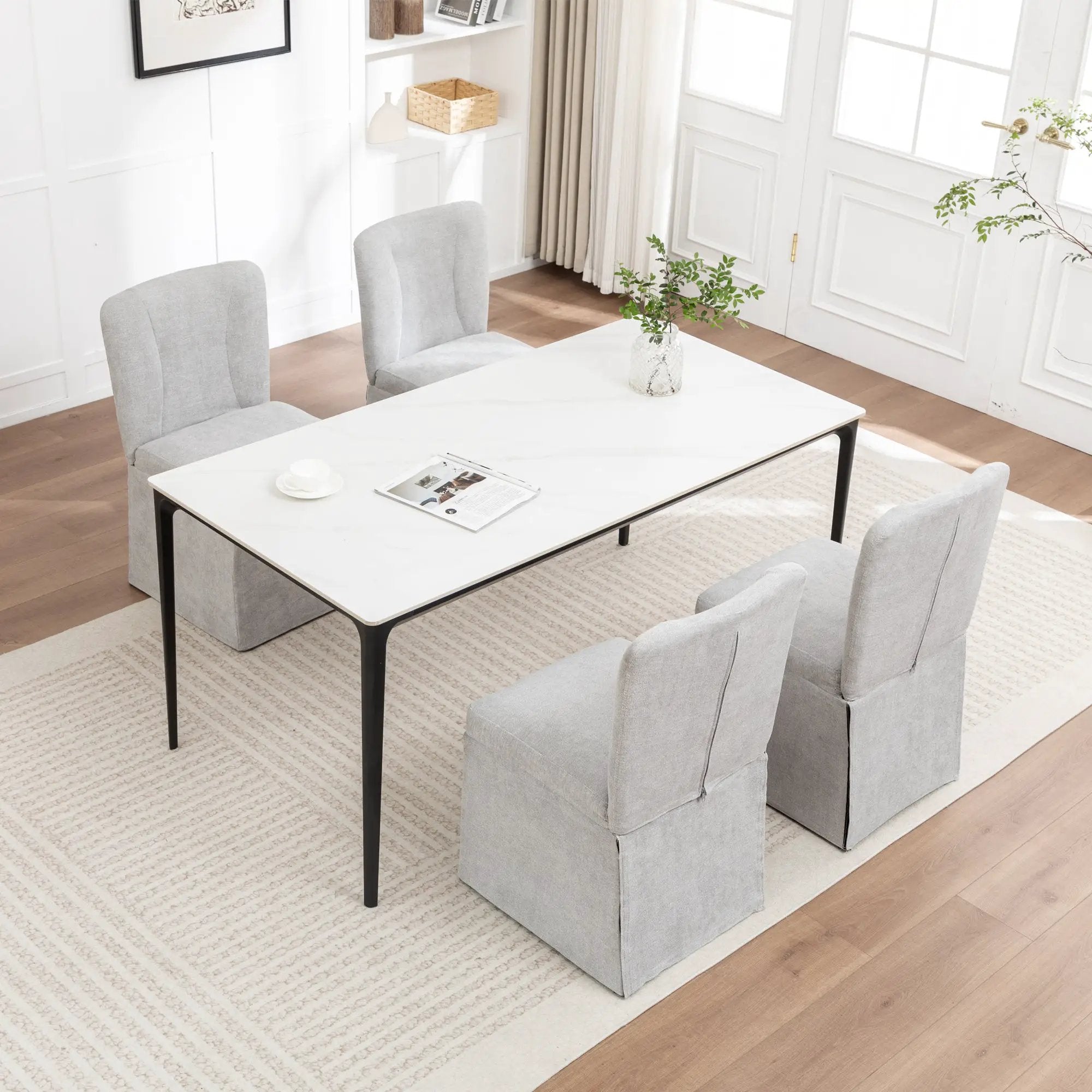 Linen Dining Chairs - Modern Fabric Side Chairs for Dining Room by HouseOfZazla