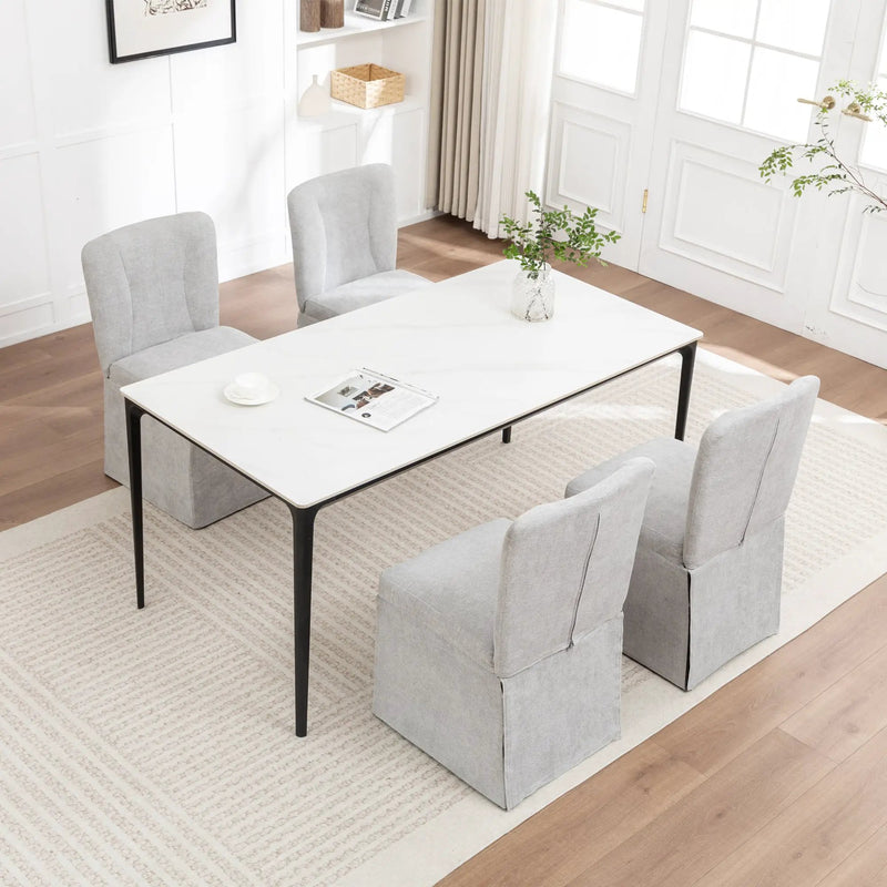 Linen Dining Chairs - Modern Fabric Side Chairs for Dining Room by HouseOfZazla