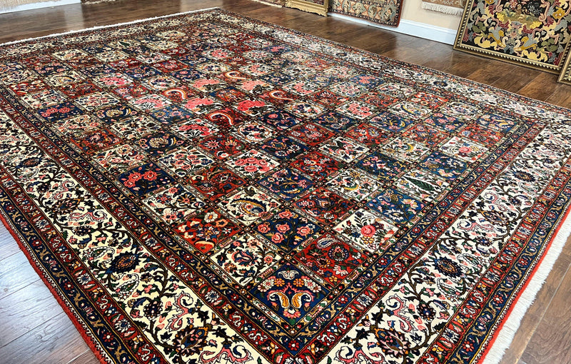 Persian Bakhtiari Rug 10x14, Multicolor Khesti Panel Design by Jewel Rugs