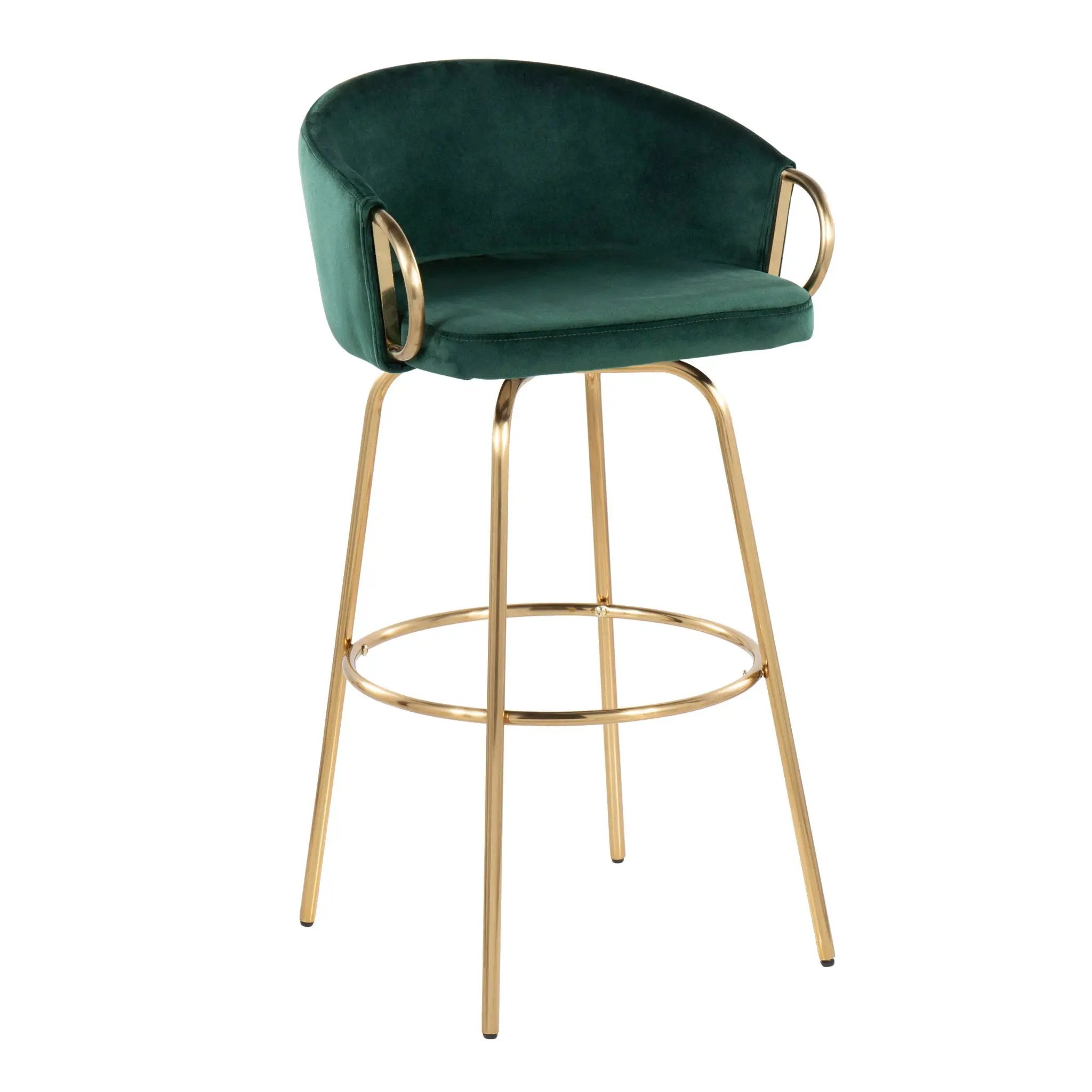 Claire - Contemporary / Glam Fixed Height Bar Stool (Set of 2) Round Footrest (Set of 2) by Unique Piece Furniture