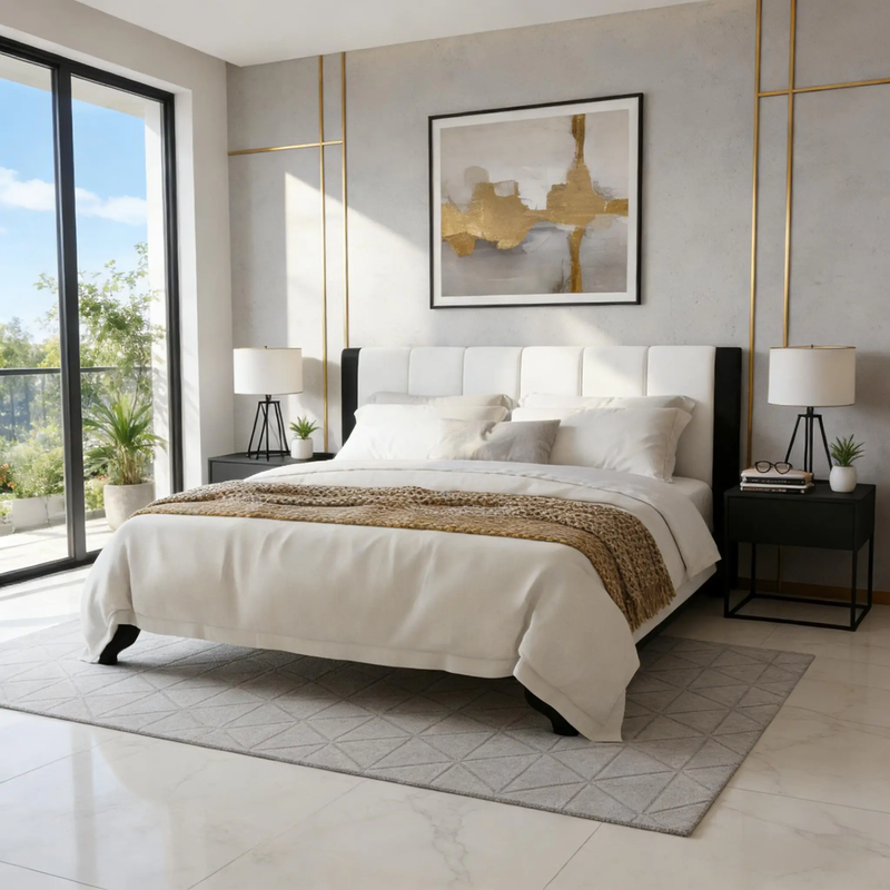 King Size Bed Frame Black and White by HouseOfZazla