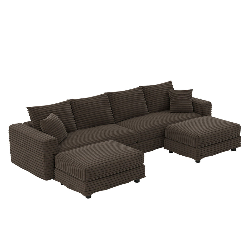 Deep Seat Convertible Sofa With Soft Pillows And Ottomans by HouseOfZazla