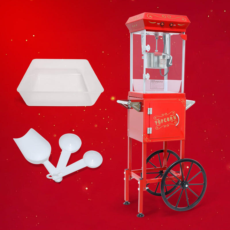 Popcorn Machine with Cart, 6 Oz Stainless Steel Pot by HouseOfZazla