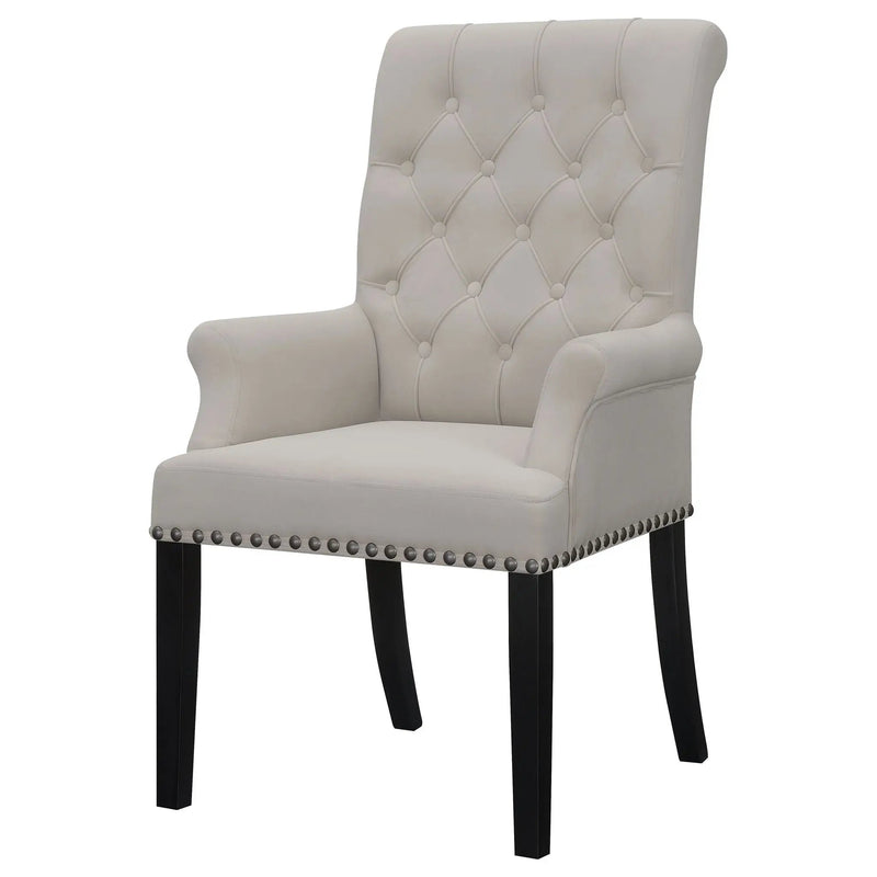 Alana Velvet Upholstered Dining Arm Chair Sand by Unique Piece Furniture