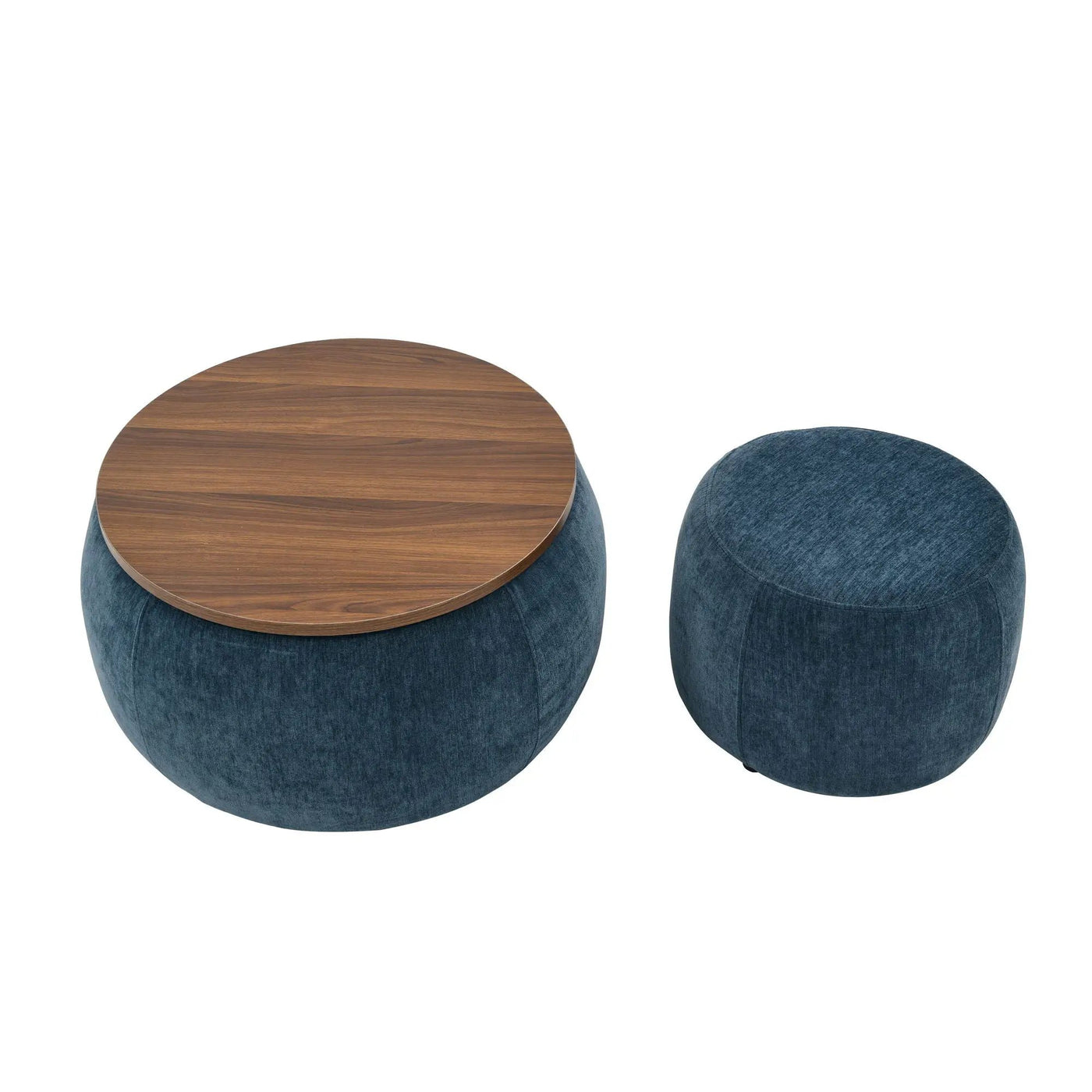 Round Storage Ottoman, 2 In 1 Function, End Table And Ottoman by Unique Piece Furniture