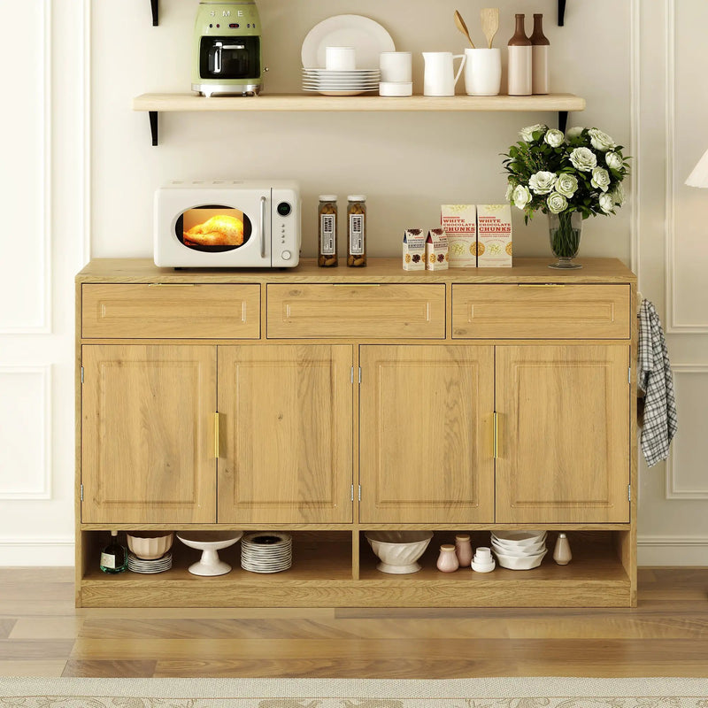 U-Style Farmhouse Sideboard with 3 Drawers & 4 Doors by HouseOfZazla