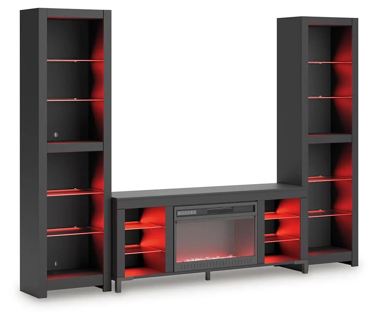 Cayberry - 3-Piece Entertainment Center With Electric Fireplace - Black by Unique Piece Furniture